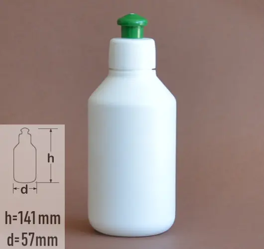 Sticla plastic 200ml din polietilena culoare alb cu capac verde tip pull push